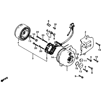 LEFT CRANKCASE COVER + ALTERNATOR