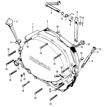 RIGHT CRANKCASE COVER + CLUTCH LEVER