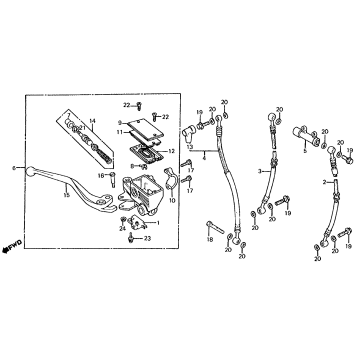 FRONT BRAKE MASTER CYL. + RIGHT CONTROL LEVER