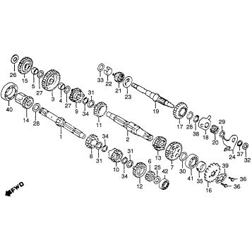 TRANSMISSION + KICK STARTER SPINDLE