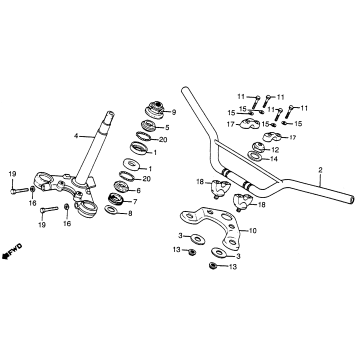 HANDLEBAR + TOP BRIDGE + STEERING STEM 79-82
