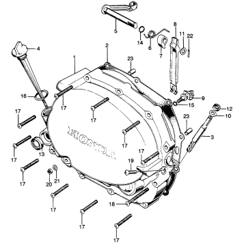 RIGHT CRANKCASE COVER + CLUTCH LEVER