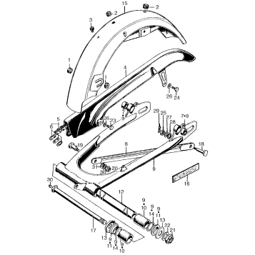 REAR FENDER + SWINGARM