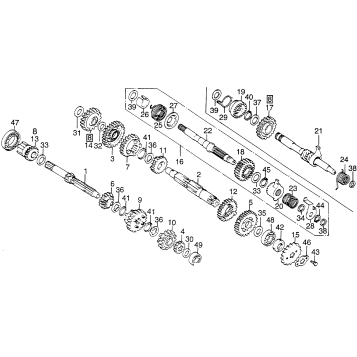 TRANSMISSION + KICK STARTER SPINDLE