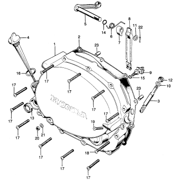 RIGHT CRANKCASE COVER + CLUTCH LEVER