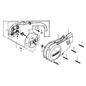 LEFT CRANKCASE COVER + ALTERNATOR
