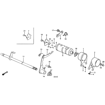 SHIFT DRUM + SHIFT FORK + GEARSHIFT