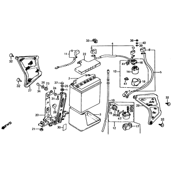 BATTERY + LEFT SIDE COVER + STARTER SWITCH