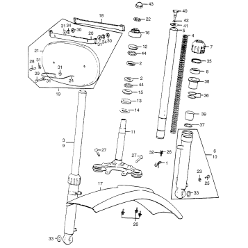 FRONT FENDER + FRONT SHOCK ABSORBER