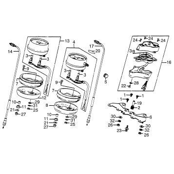 SPEEDOMETER + TACHOMETER + PILOT LAMP