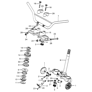 HANDLEBAR + TOP BRIDGE + STEERING STEM