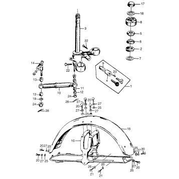 STEERING STEM + FRONT FENDER