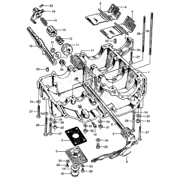 LOWER CRANKCASE + KICK STARTER