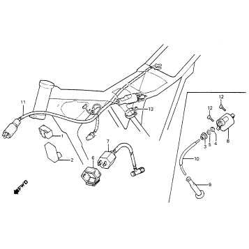 WIRE HARNESS + C.D.I. UNIT + IGNITION COIL 83-84