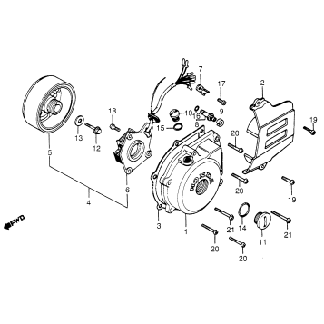 LEFT CRANKCASE COVER + ALTERNATOR