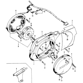 LEFT CRANKCASE COVER + ALTERNATOR
