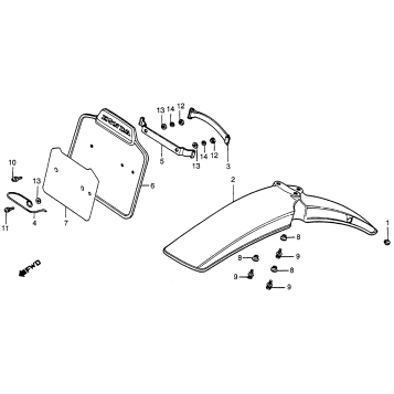 FRONT FENDER + NUMBER PLATE 79-82