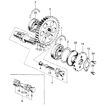 FINAL DRIVEN SHAFT + DRIVE SPROCKET