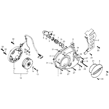 LEFT CRANKCASE COVER + ALTERNATOR