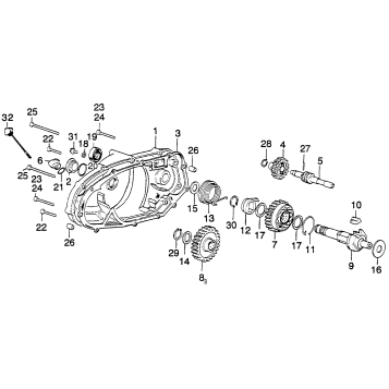 RIGHT CRANKCASE COVER + KICK STARTER