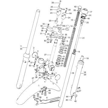 STEERING STEM + FRONT FENDER + FRONT FORK
