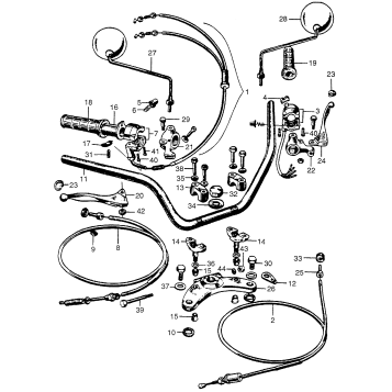 HANDLEBAR + CABLES + MIRRORS