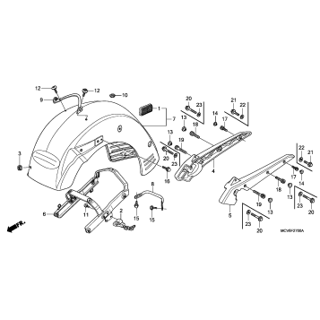 REAR FENDER + GRAB RAIL (VTX1800R/S/T)