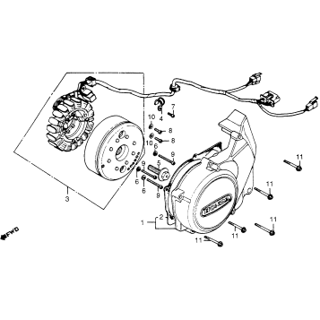 CM400A LEFT CRANKCASE COVER + ALTERNATOR 79-81