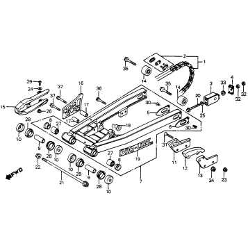 SWINGARM + DRIVE CHAIN 82