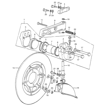 CB350G FRONT BRAKE CALIPER + DISC