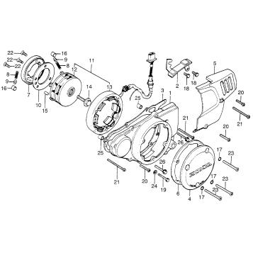 LEFT CRANKCASE COVER + ALTERNATOR