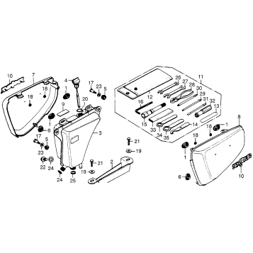 SIDE COVER + OIL TANK + TOOLS
