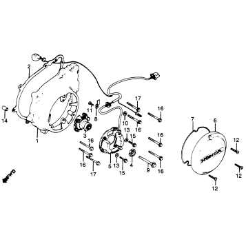 LEFT CRANKCASE COVER + SPARK ADVANCER
