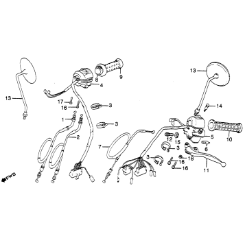 CM450A CONTROL LEVERS + SWITCHES + CABLES