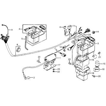 WIRE HARNESS + IGNITION COIL + BATTERY
