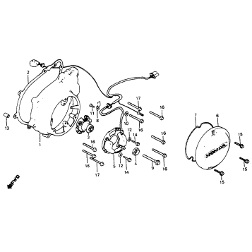 LEFT CRANKCASE COVER + SPARK ADVANCER