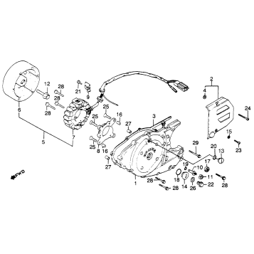 LEFT CRANKCASE COVER + GENERATOR