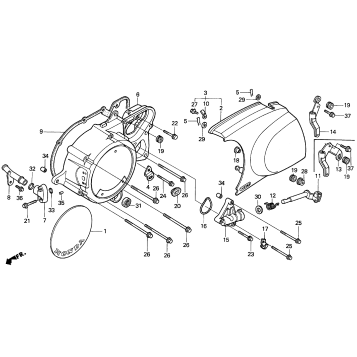 VT1100C2LEFT CRANKCASE COVER 95-97