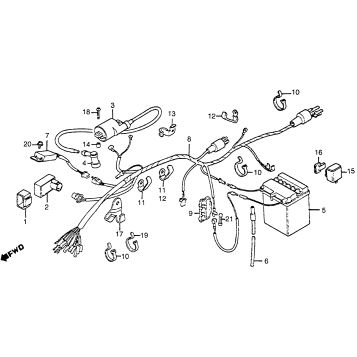 WIRE HARNESS + IGNITION COIL + BATTERY