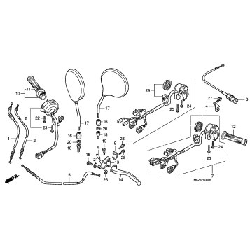 HANDLE LEVER + SWITCH + CABLE