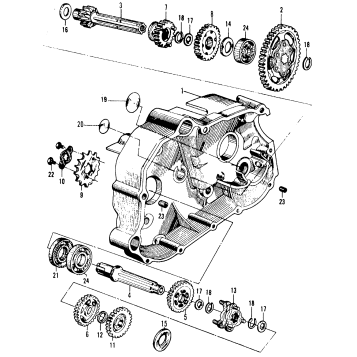 TRANSMISSION + LEFT CRANKCASE