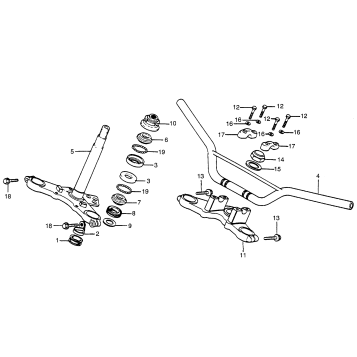 HANDLEBAR + TOP BRIDGE + STEERING STEM 83-84