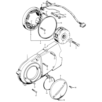 LEFT CRANKCASE COVER + ALTERNATOR