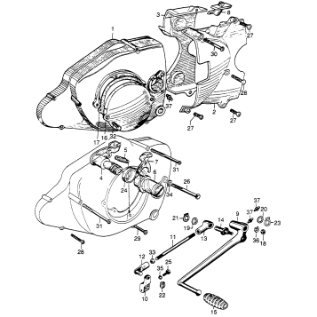 CLUTCH ADJUSTER + LEFT CRANKCASE COVER