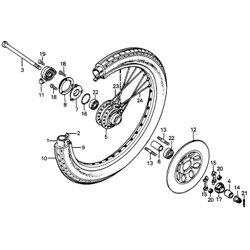 FRONT WHEEL + FRONT BRAKE DISK 76,78