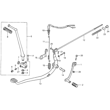 BRAKE PEDAL + CHANGE PEDAL + KICK STARTER ARM