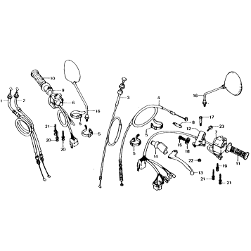 HANDLE LEVER + CABLE + MIRROR