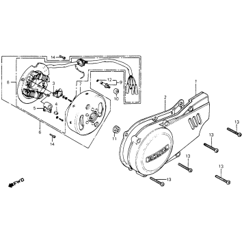 LEFT CRANKCASE COVER + ALTERNATOR