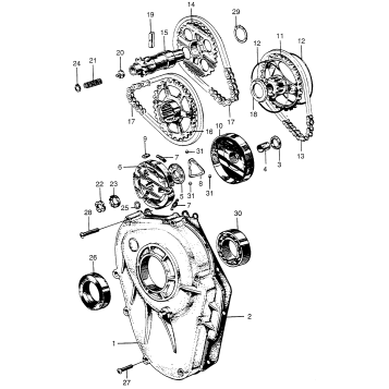 RIGHT CRANKCASE COVER + PRIMARY DRIVE