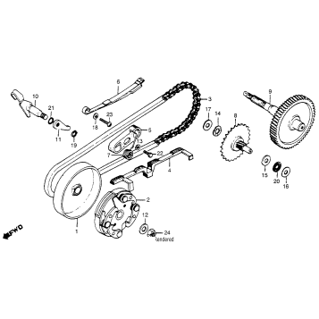 CLUTCH + DRIVE CHAIN + FINAL GEAR 79-80